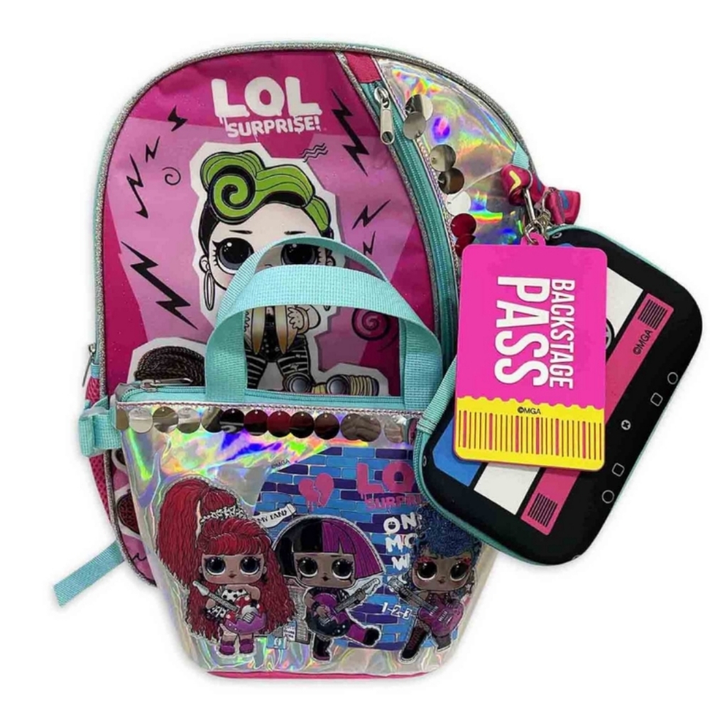 L.O.L Surprise 4 piece Bonus 17 inch Backpack Set NWT
